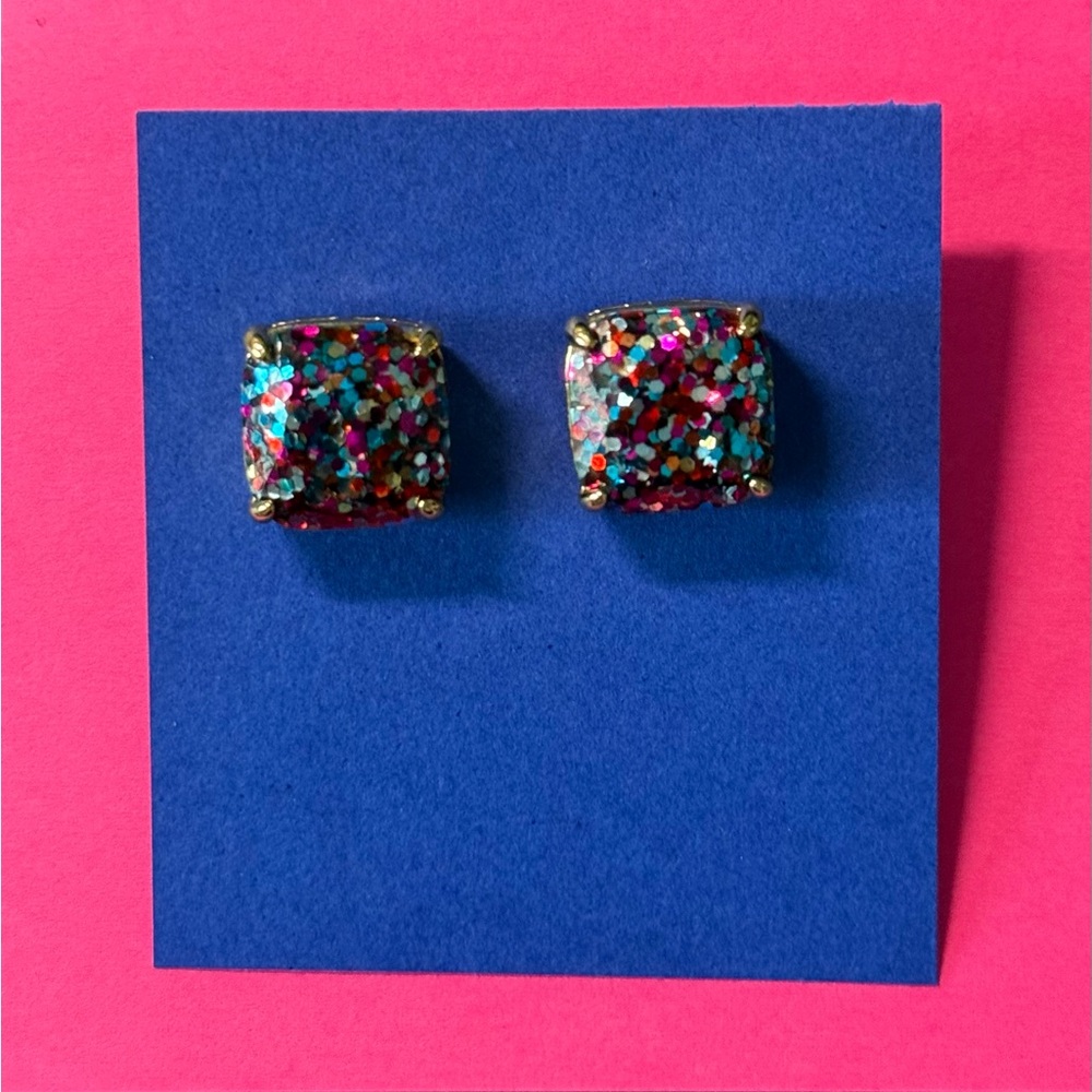 Kate Spade New York Multi Glitter Small Square Stud Earrings